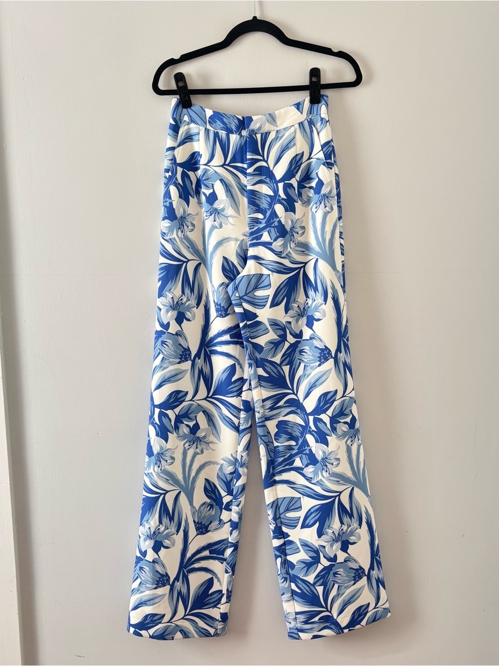 RUMER NWT Halycon Pant Blue Floral Print High Rise Wide Leg Bottoms Trousers